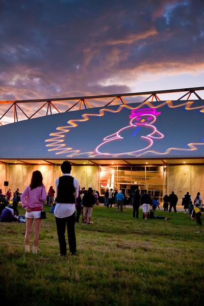 Aucklanders watch Christmas laser projection 2012